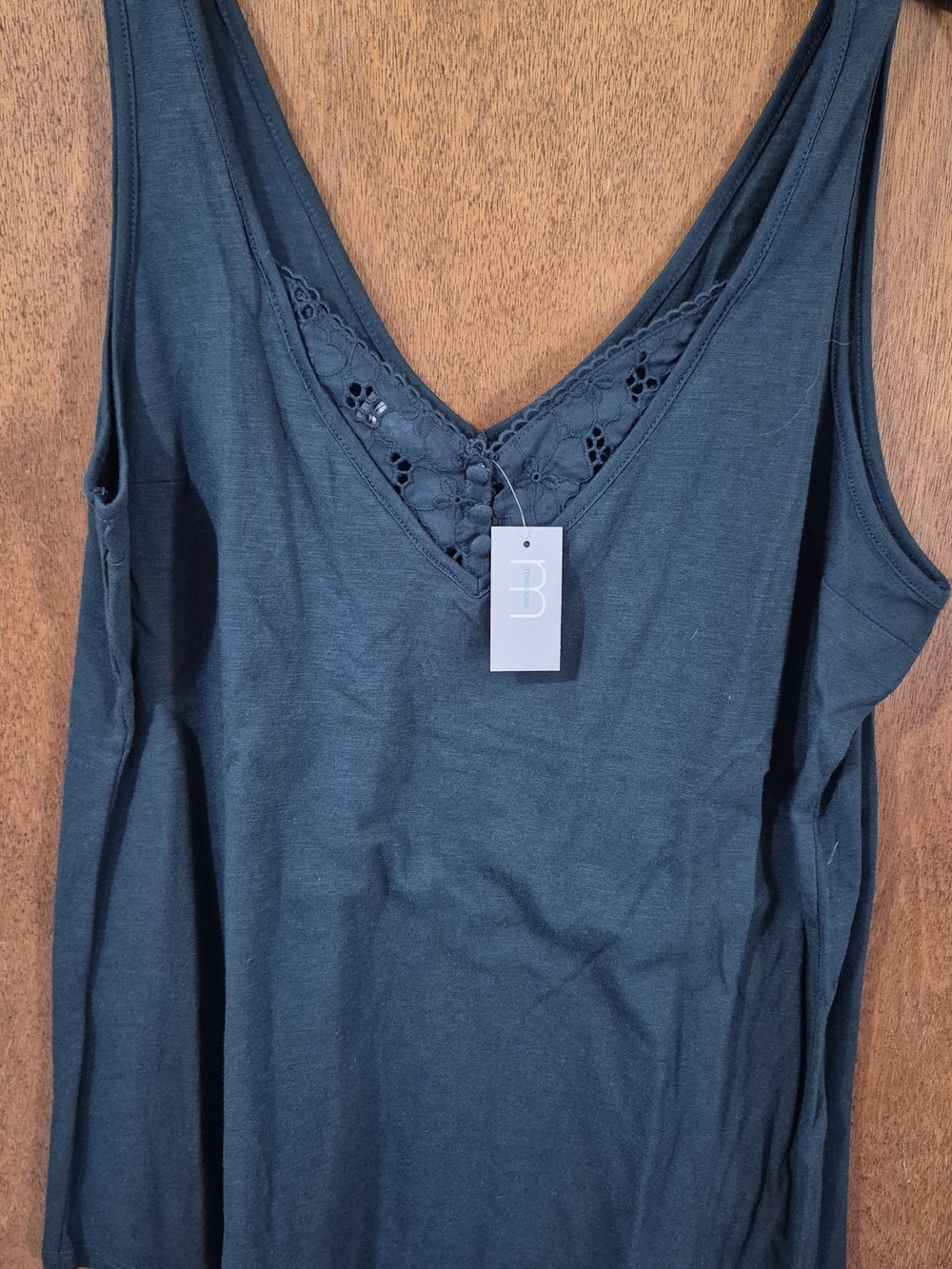 Maurices Dark Teal Lace-Trim V-Neck Tank